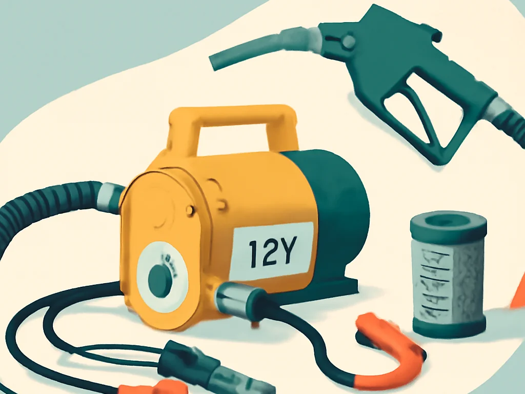 Kleine Dieselpumpe nahe Gartenschlauch montiert