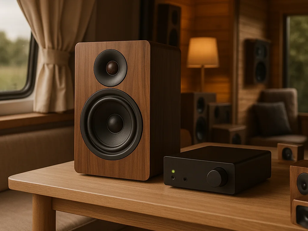 Produkt-Spotlight & Vergleich: Aktive Lautsprecher, kompakte Verstärker, Stromverbrauch, Klang vs. Effizienz und empfohlene Setups für beschränkte 12V-Stromkapazität.