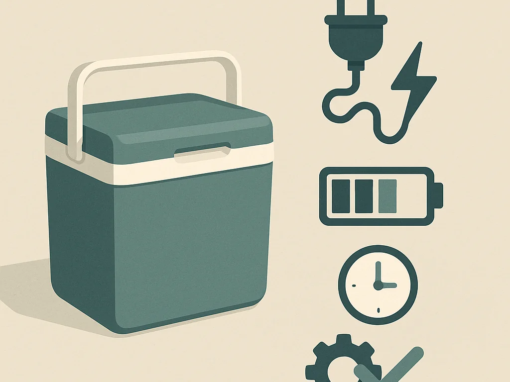 Camper mit Kühlbox im Freien